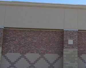 commercial brick and stucco wall
